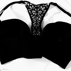 Victoria's Secret Black Padded Plunge Front Closure Bra 36C